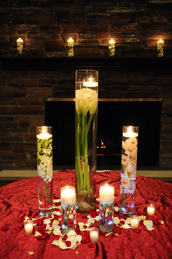 Floating candles with flowers - wedding photo by Kenny Nakai Photography